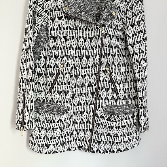 Lucky Brand Women’s Full Zip Geometric Sweater Jacket Black White‎ Size Medium - Picture 6 of 8